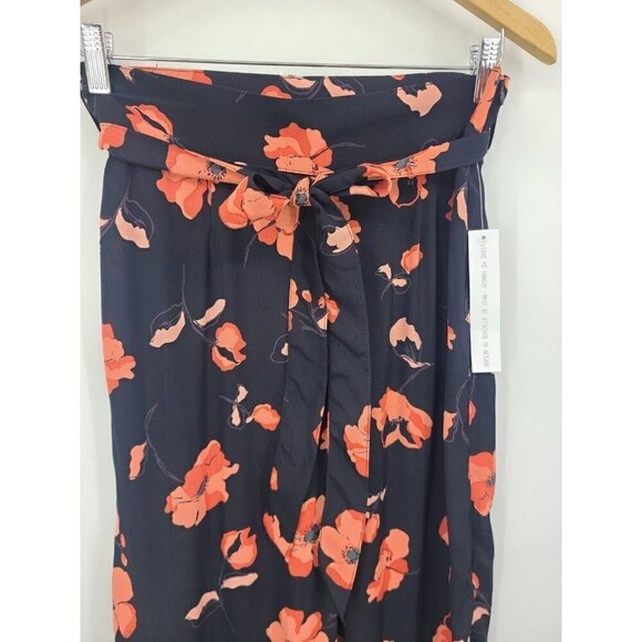 New Flynn Skye Penelope Palazzo Pant Womens L Black Beauty Orange Floral Rayon - Picture 2 of 5
